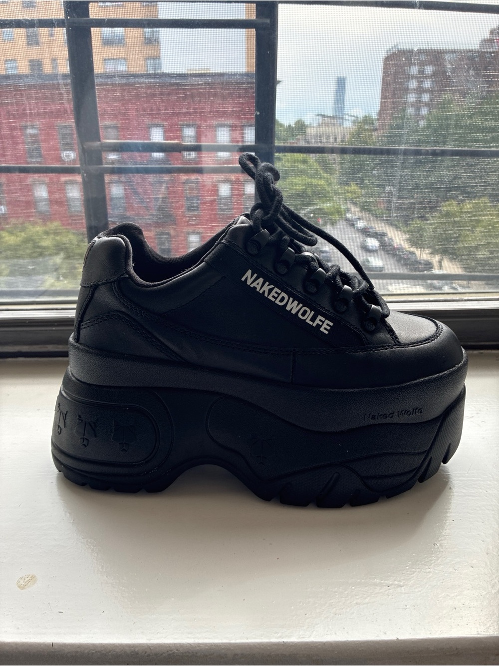 Naked Wolfe Black Platform Trainer with Chunky Sole